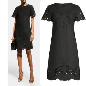 Kobi Halperin Lisa Eyelet Lace Trim Flutter Sleeve Jewel Neckline Mini Dress NEW